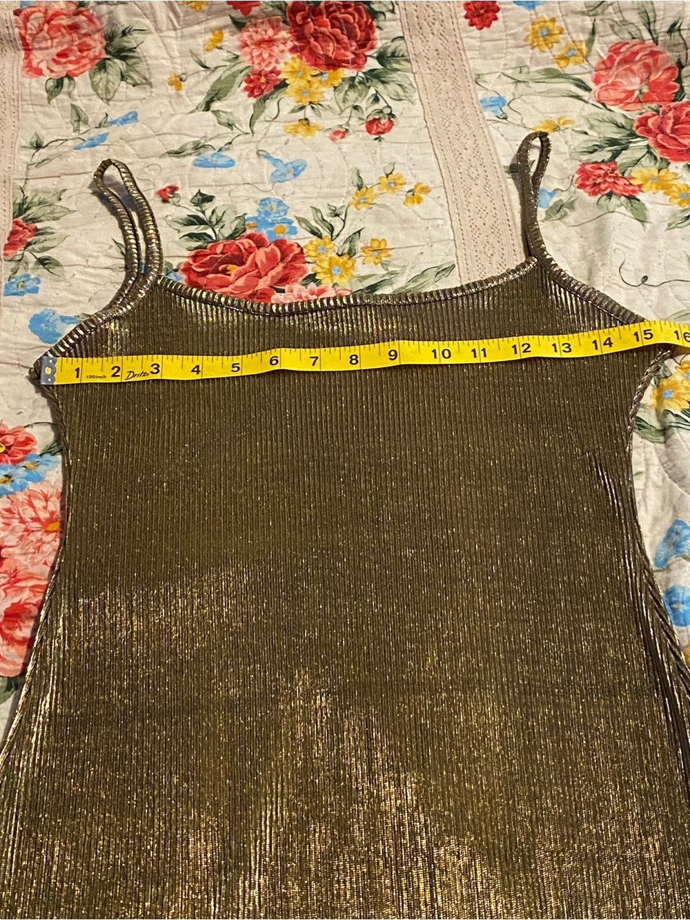 NWOT “BooHoo Night” party slip dress, metallic gold over black ribbed stretch, 4 - Picture 8 of 10